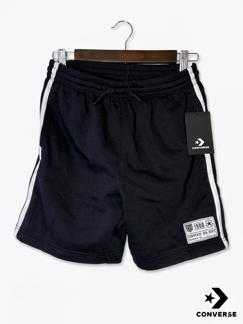 Nwt Converse Kids Black Athletic Dept 1908 Track Shorts Size L 12-13yrs